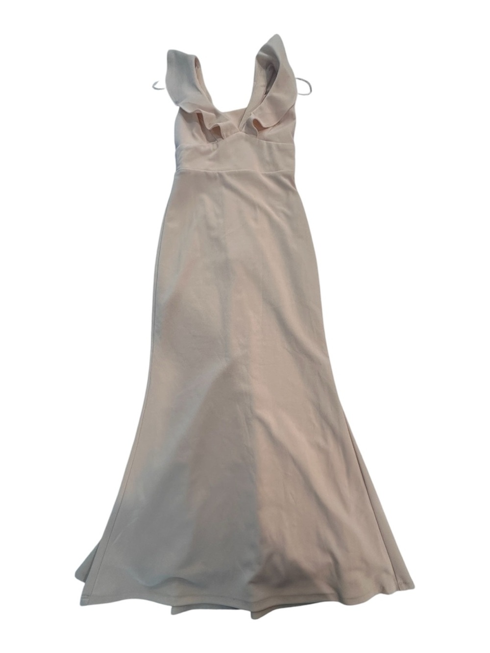 Lulu's Pale Pink Ruffle V-Neck Maxi Dress